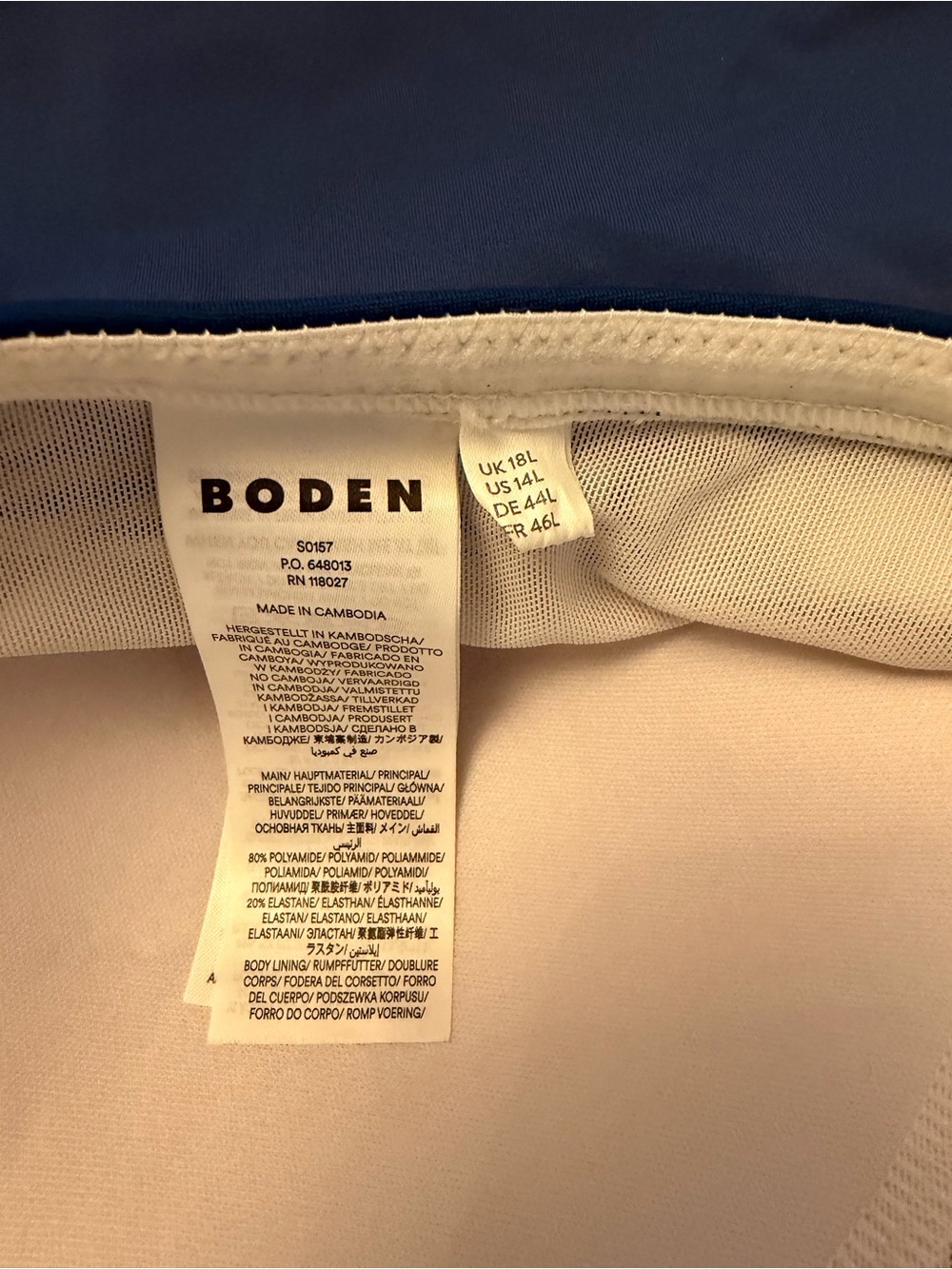 Boden Blue and Navy Colorblock One-Piece Halter Top Swimsuit. New without tags. - Picture 4 of 4